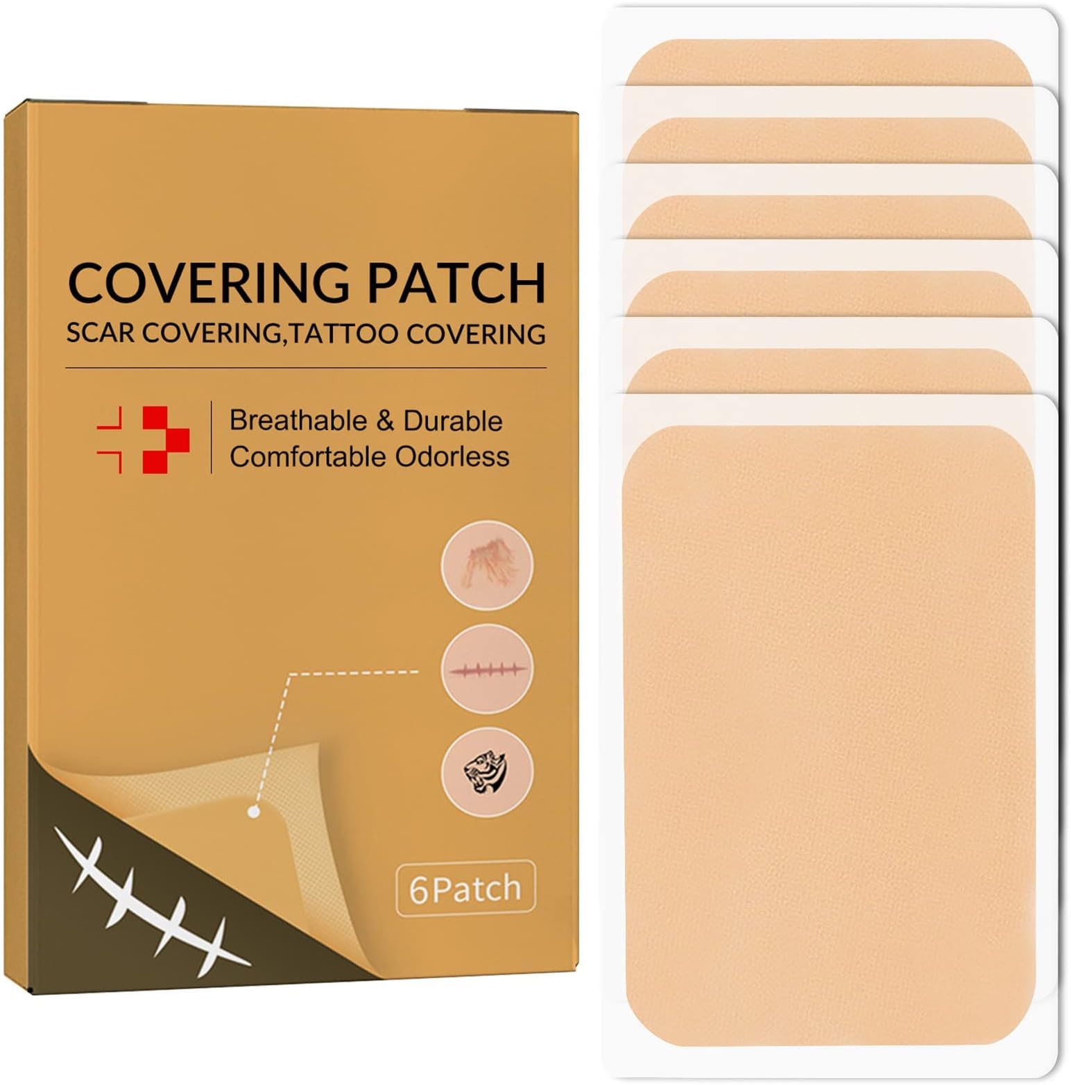 6Pcs Ultra-Thin Tattoo Cover Up Concealer Sticker Patch - Skin Concealing Tape for Scars and Birthmarks