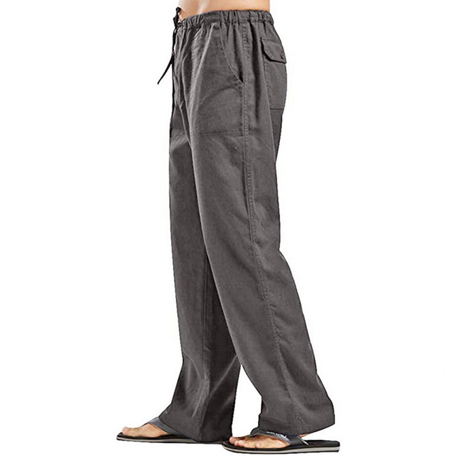 Remxi Pantalon Lin Homme Été Pantalons de Plage Léger Elastique Yoga Pantalon