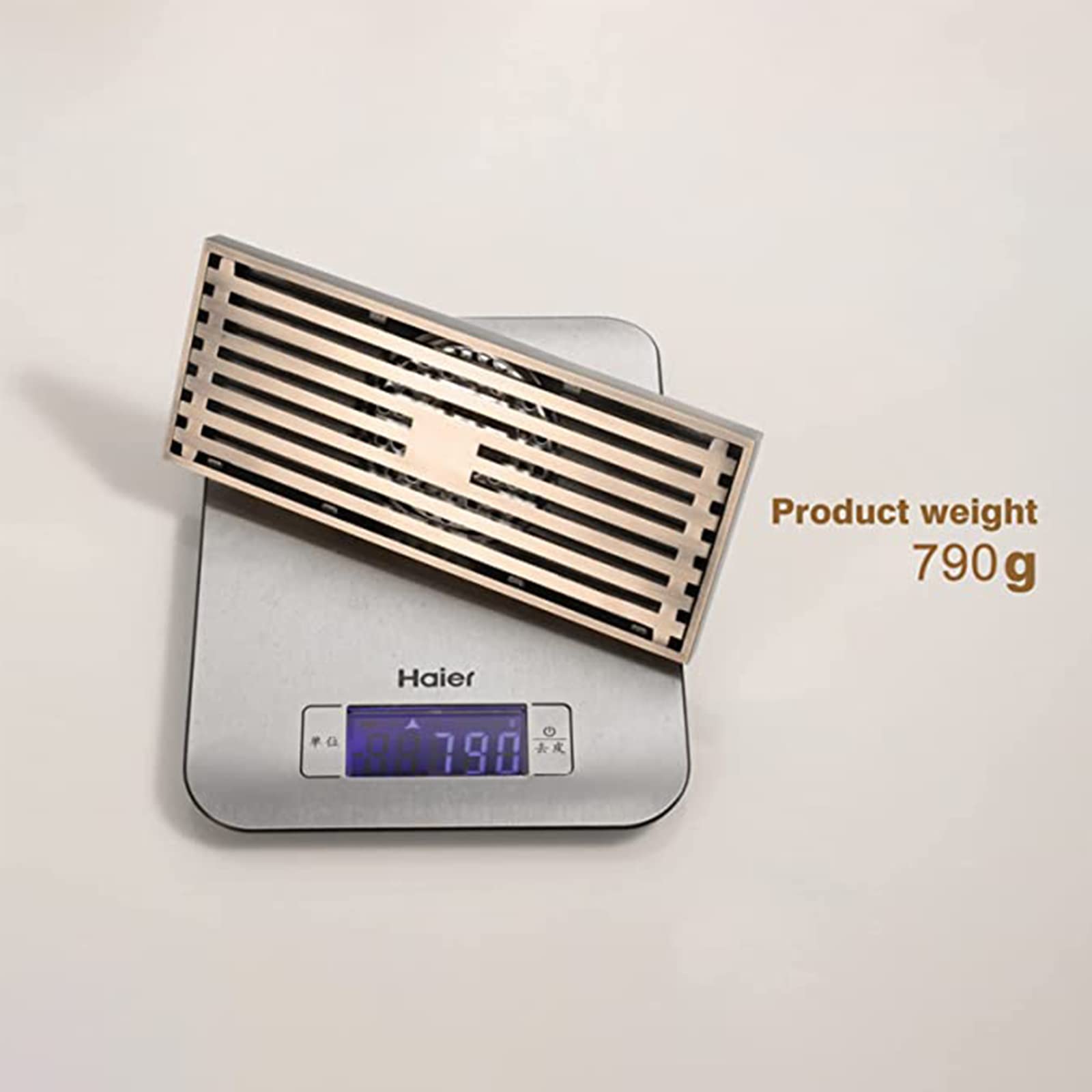 WRIST Scarico Doccia Lineare, Scarico Doccia in Ottone Bronzo con Griglia Scarico A Pavimento Deodorante 8 Pollici Rimovibile,Rettangolo