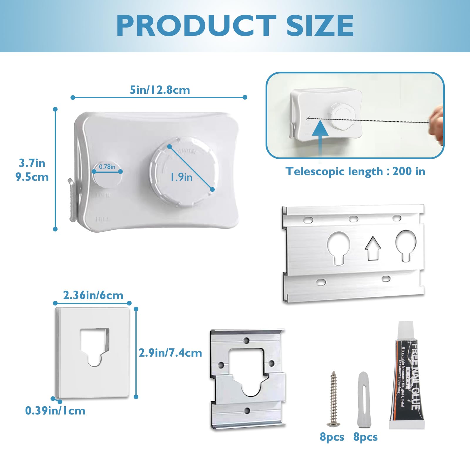 Tendedero retráctil, tendedero de pared para colgar ropa seca y húmeda en tendederos de ropa resistentes al aire libre, 16.4 pies (blanco)