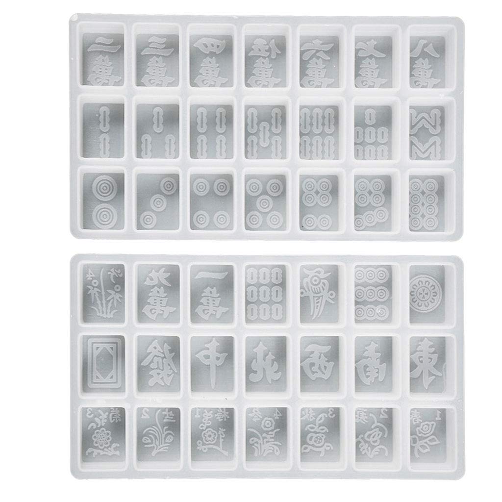 MENGSHI 42 Mahjong Dices Silicone Casting Mold DIY Chinese Traditional Mahjong Game Resin Mold Crystal Mold for Making Creative Craft Project Multi-color