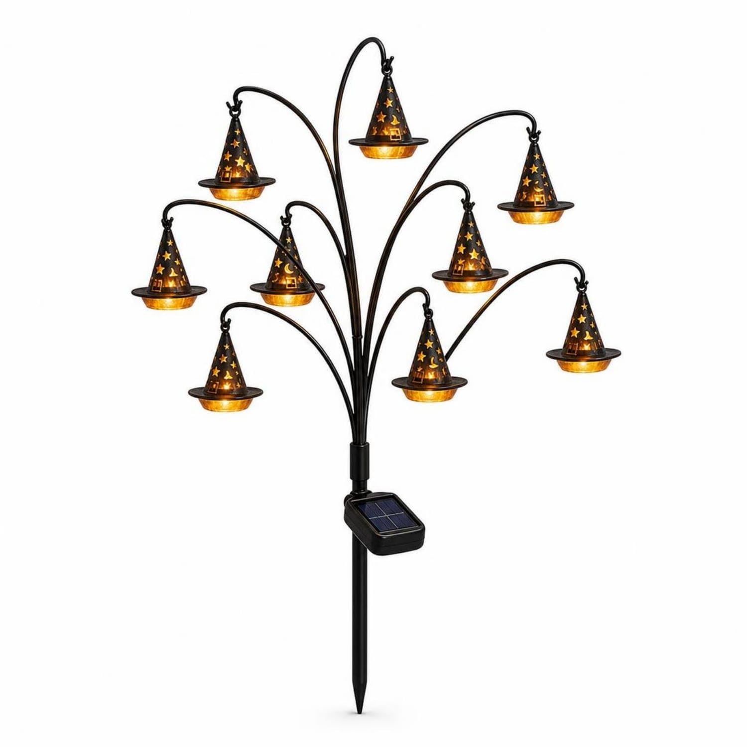Decorative Solar Tree Light Outdoor Garden Light with Ground Stake Metal Weather-Resistant for Halloween, Pathway, Lawn, Patio, Magic Hat-image-21