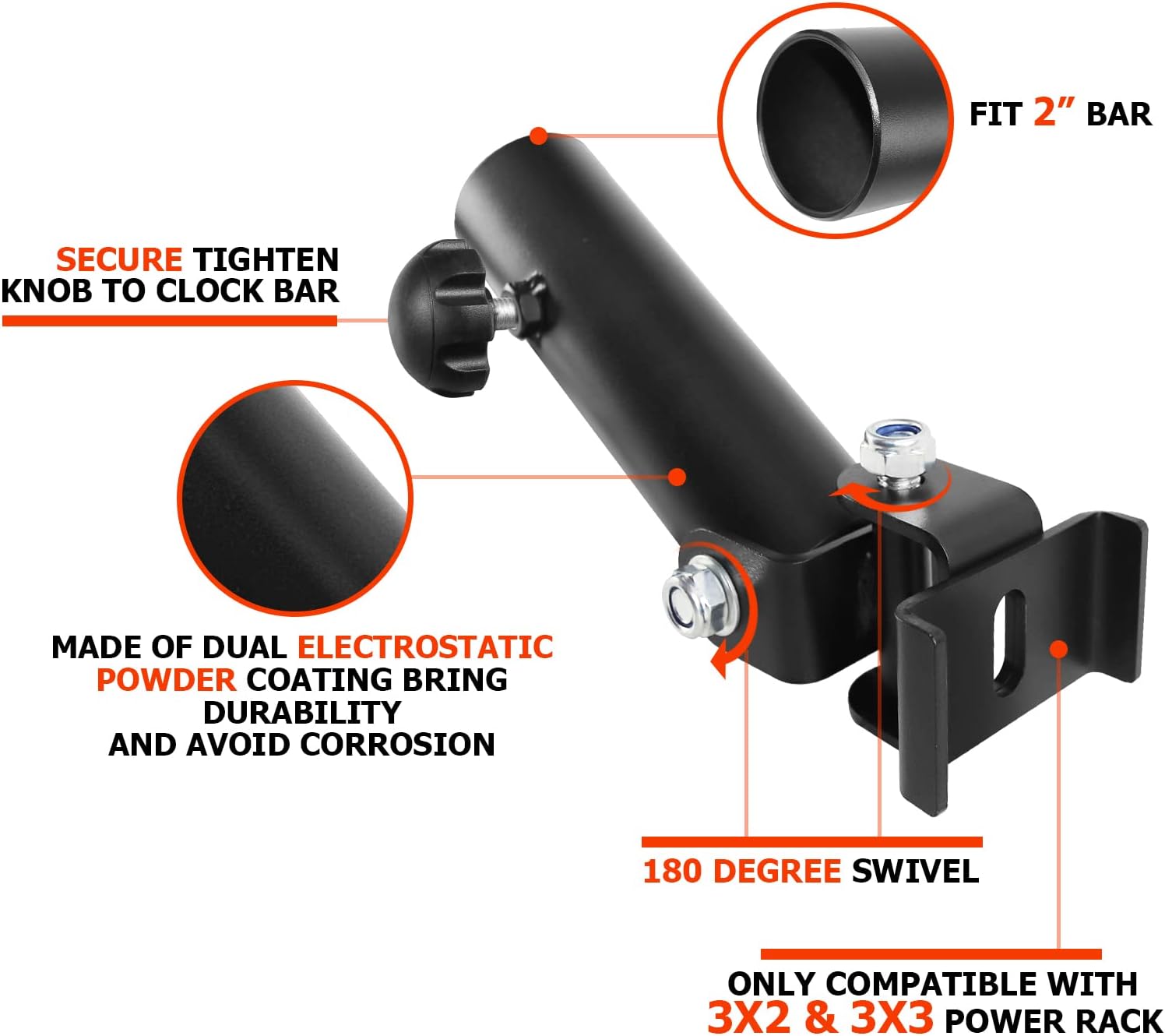 A2ZCARE Power Rack Mounted Landmine Attachment, T Bar Row Landmine Base, Fit 2-inch Olympic Row Bar, Compatible with 3x2 & 3x3 inch Power Cage