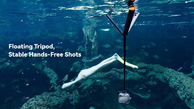 Treppiede Selfie Stick 4 In 1 Impermeabile - Per Action Cam, Estensibile Da 23.5 A 57cm, Con Galleggiante - Foto 11