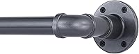 Vista 8 de Barra de cortina industrial, 1 pulgada, negro, 30-120" con soportes, montaje en pared/techo, acero de alto carbono, acabado de acero negro brillante