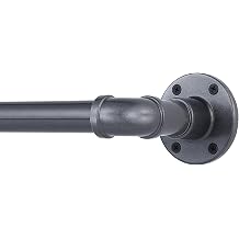 Industrial Curtain Rods - 1 inch, Grey, 30-144" - Set with Brackets, Suitable for Windows 66 to 120, Outdoor & Indoor Use