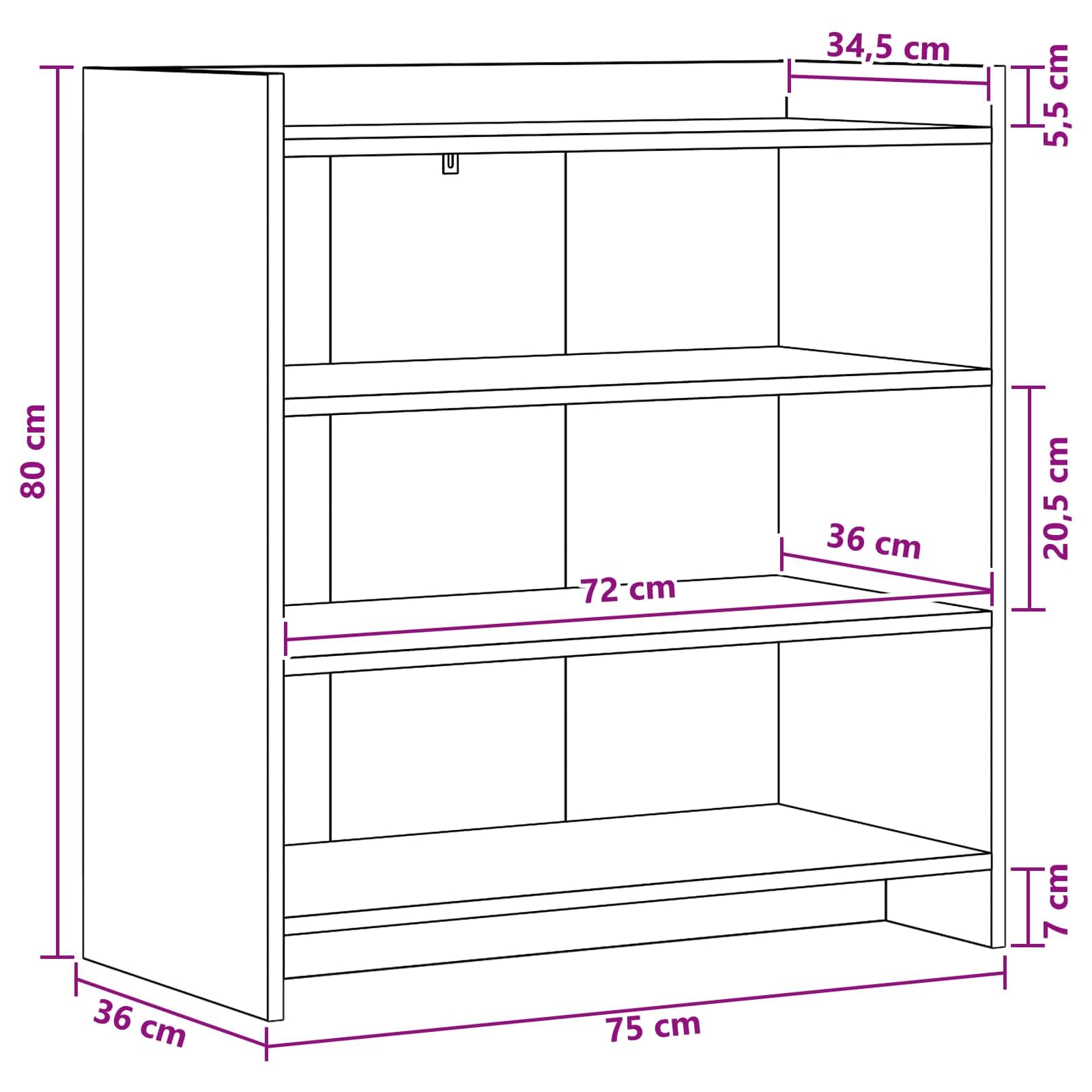 Générique Credenza in rovere Sonoma 75 x 36 x 80 cm Legno Ingenierie | 3 scomparti, scaffali, portaoggetti per stoviglie deco, facile da pulire, semplice da montare