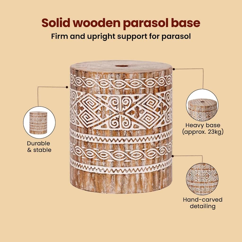 vidaXL Baliński Parasol z Bazą Różowy 95 x 95 x 260 cm, Zadaszenie do ogrodu i tarasu, parasol balkonowy, okrągły cień, rustykalne meble na letnie słońce