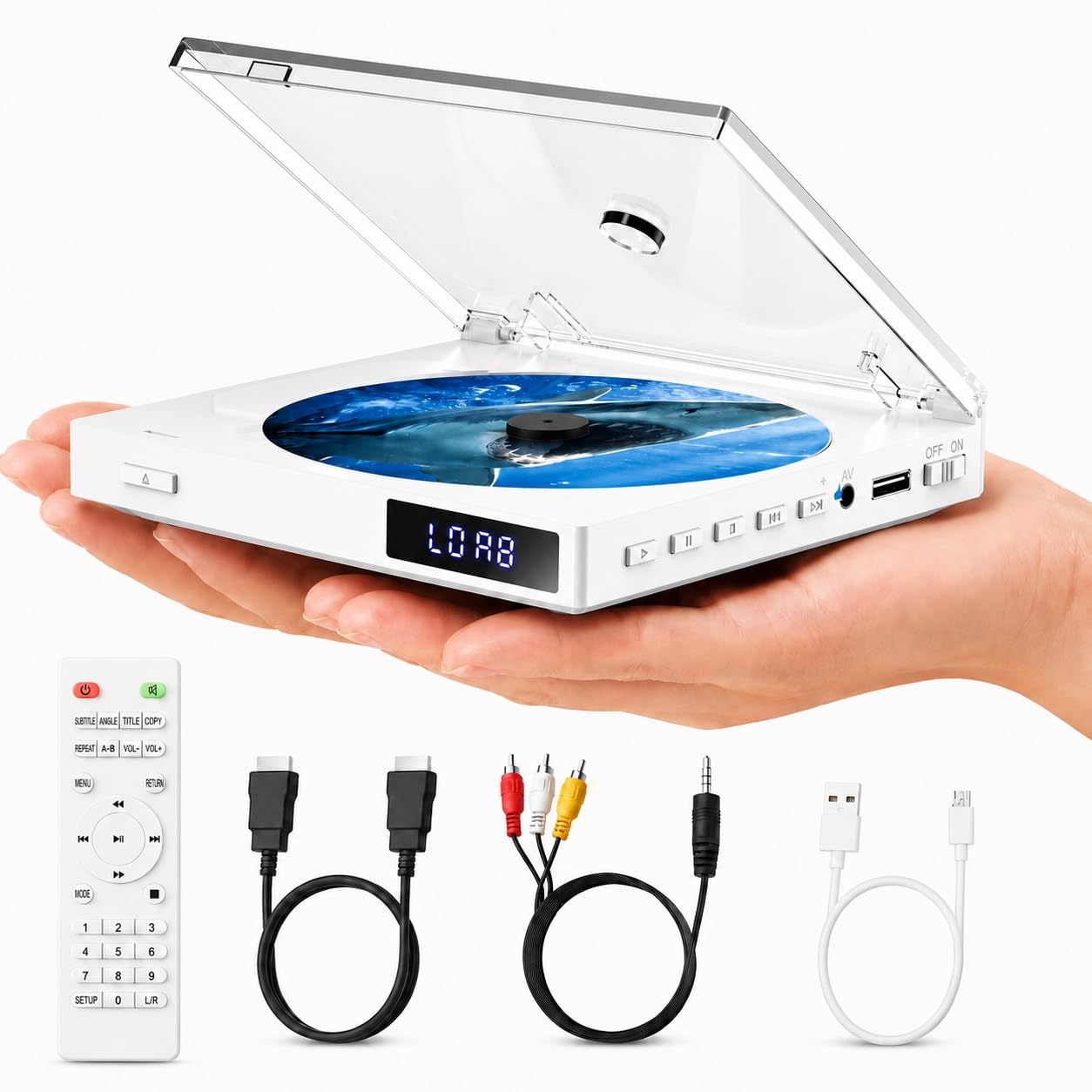 Mini lecteurs DVD pour TV, Toutes Régions Lecteur DVD Gratuit 1080P | Prend charge plusieurs ports, y compris HDMI, AV, USB, AUX, Design Compact, Inclut Câble HDMI & RCA, Télécommande