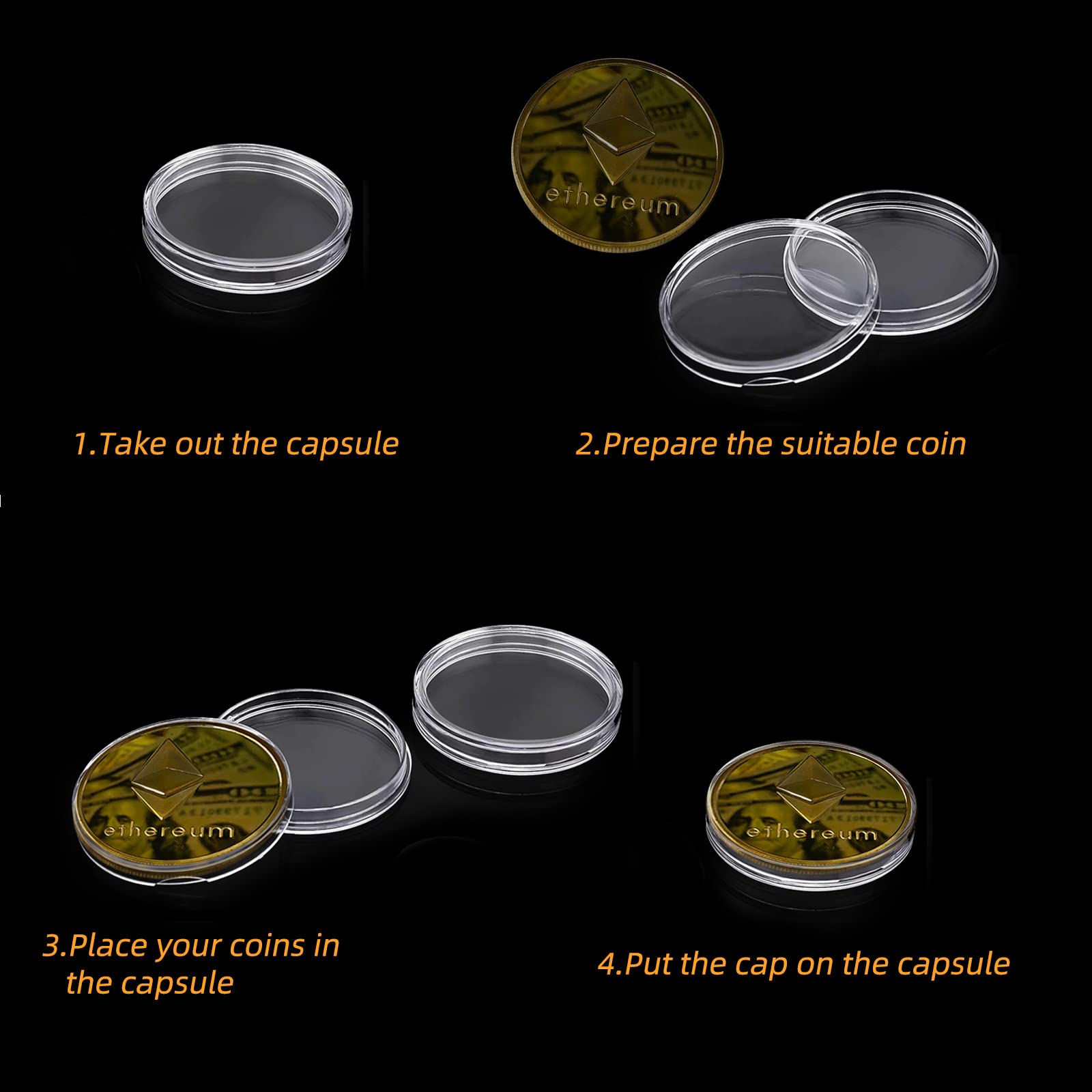 200 Capsule Portamonete In Plastica Trasparente 25mm Con Scatola Organizer – Per Collezionisti Di Monete - 5
