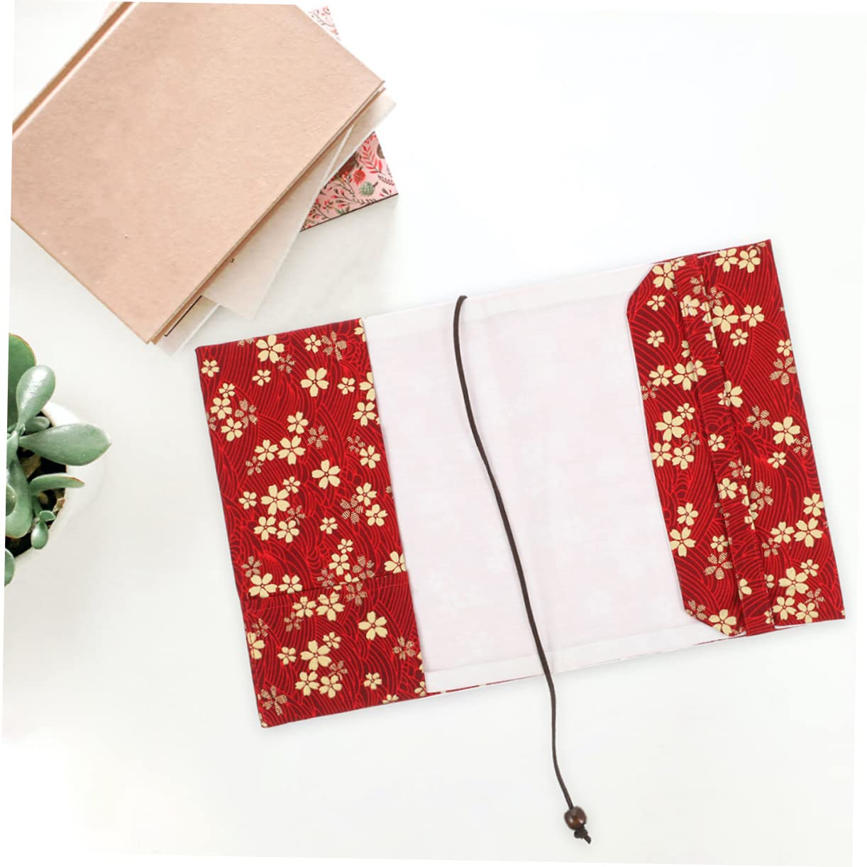 Lurrose 5 Pièces couverture de livre book sleeve bookcase décor de livre fait à la main Protège livre protecteur pochette de livre pour l'école protège-livre fait main en tissu rouge