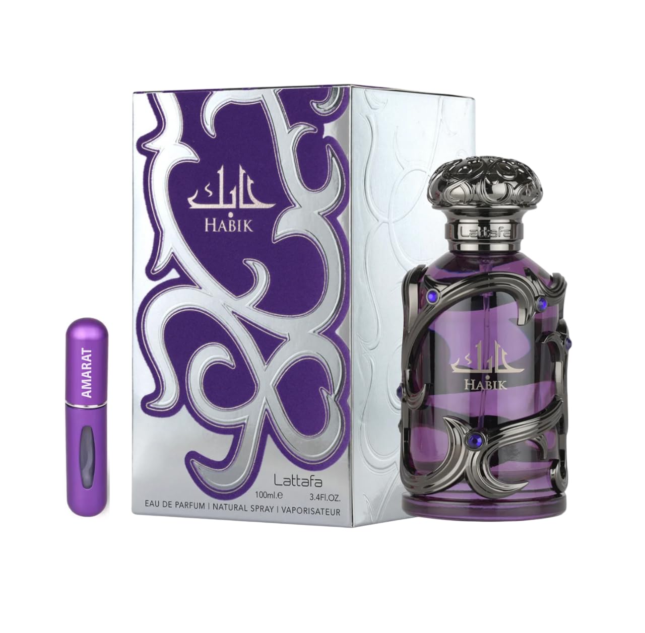 Lattafa Habik for Men Eau de Parfum 100 ml, Perfume Árabe Masculino de Larga Duración, Incluye Atomizador, Fragancia Amaderada Especiada con Notas de Cardamomo, Lavanda, Canela y Ámbar (Habik for Men)