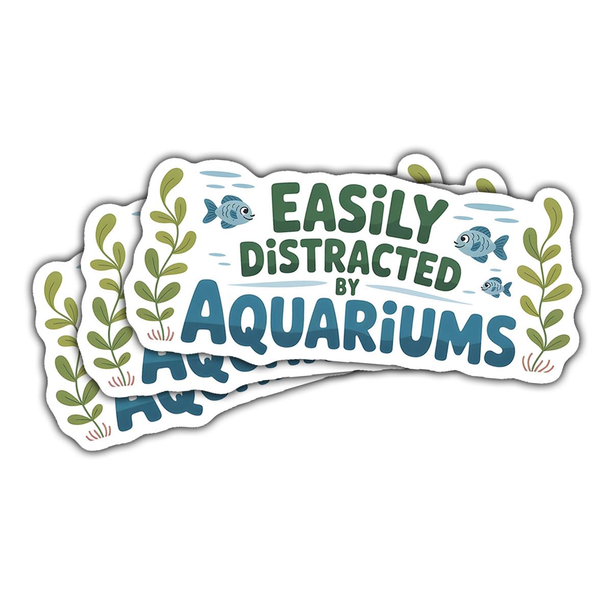 3 Pcs Easily Distracted by Aquariums Stickers, Funny Fish Tank Lover Vinyl Decals for Laptop, Water Bottle, Notebook, Scrapbook, Car Bumper, Gift for Aquarists, Aquarium Owners, Teens, Friend 3 Inches