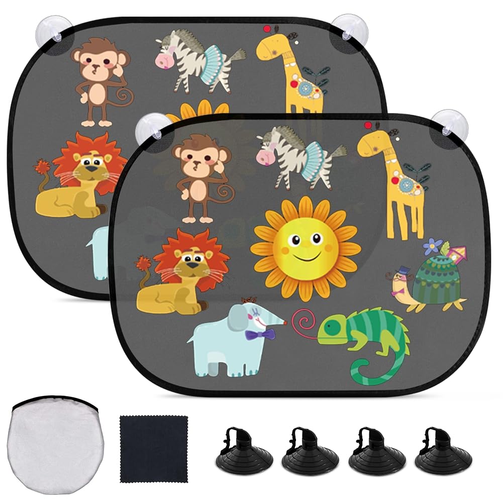 Infreecs 2 Unidades de Parasol Coche bebé, 44 x 35 cm Tapa Sol Coche con Ventosa, Parasoles Lateral con Protección UV, Parasol Ventanas Traseras Autoadhesivos para Proteger Sol de Bebés y Mascotas