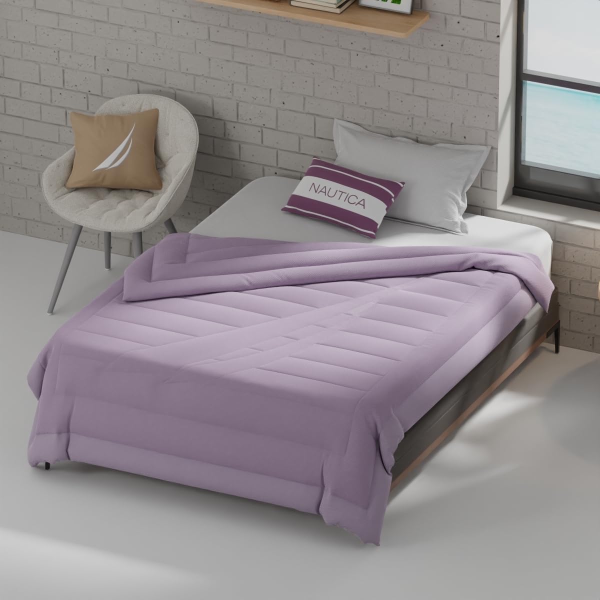 NAUTICA Ultra Soft Luxurious Comforter for All Weather -1pc Double Size (Signature) | 110GSM | Anti-Microbial Protection Solid-Mauve-picture-10