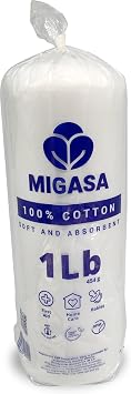 Cotton Roll 1 lb, 100% Natural Loose, Ultra Soft & Highly Absorbent, Hypoallergenic Cotton for Personal Care, Makeup Removal, Cleaning, Crafts, Baby & Skin Use
