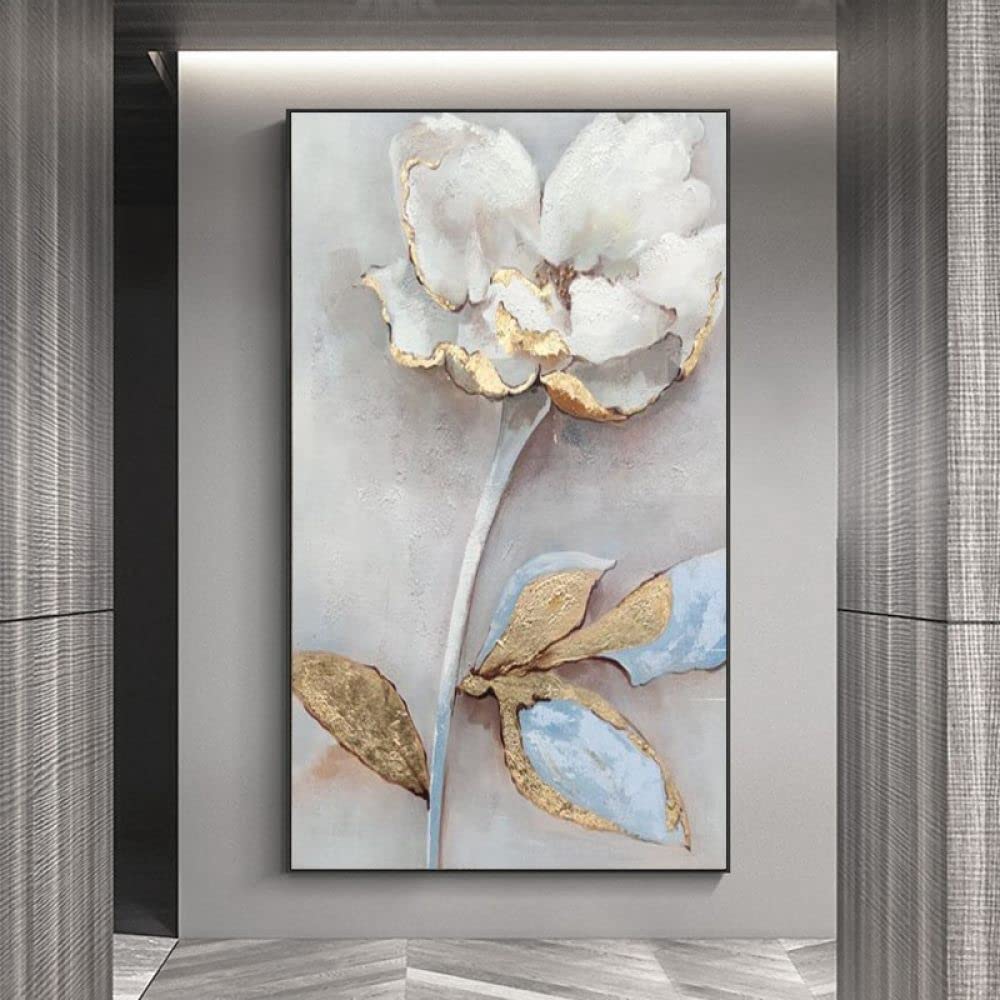 Peinture texturée fleurs de pommetier pour décoration murale design