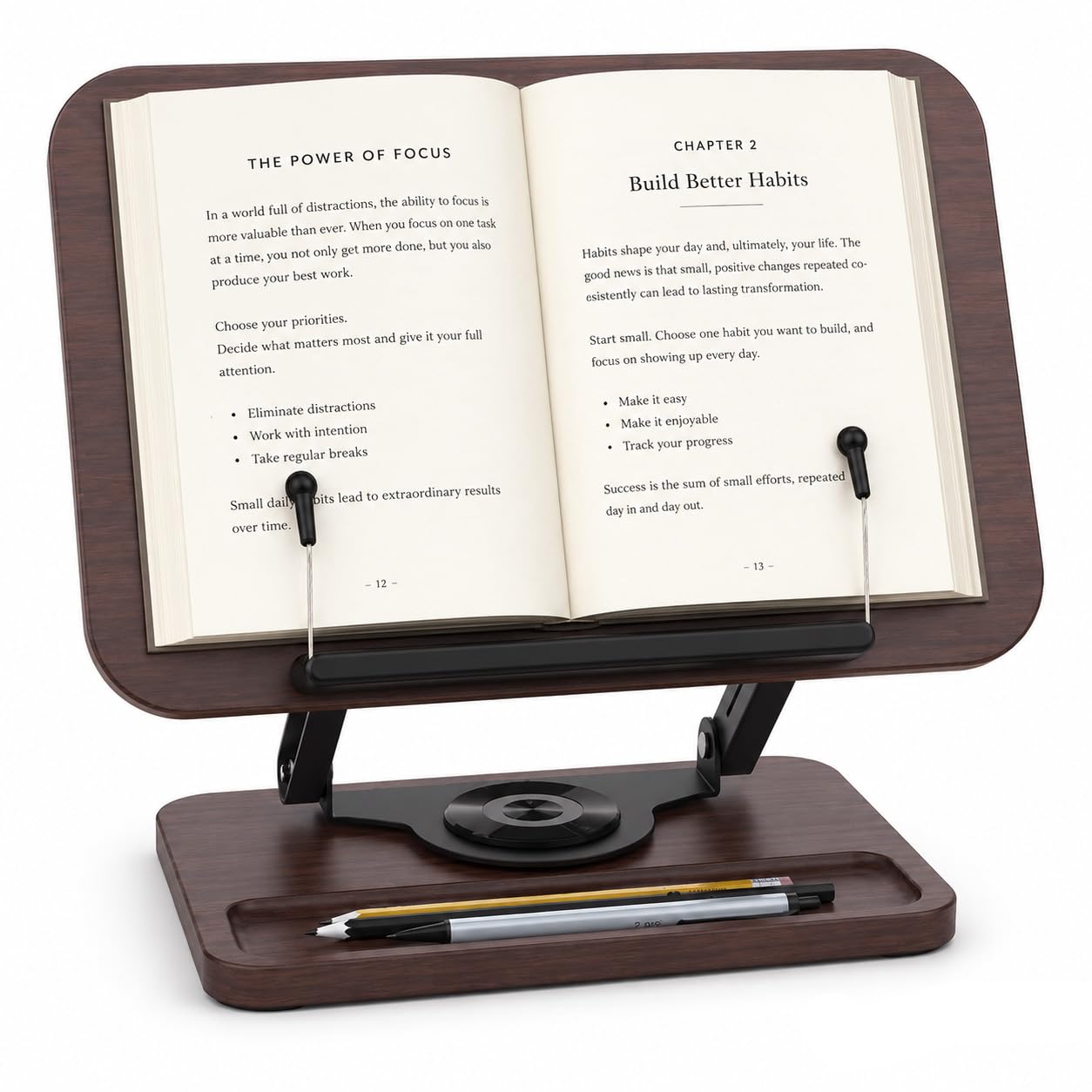 Support de livre pour lecture réglable en hauteur 7,5-38 cm