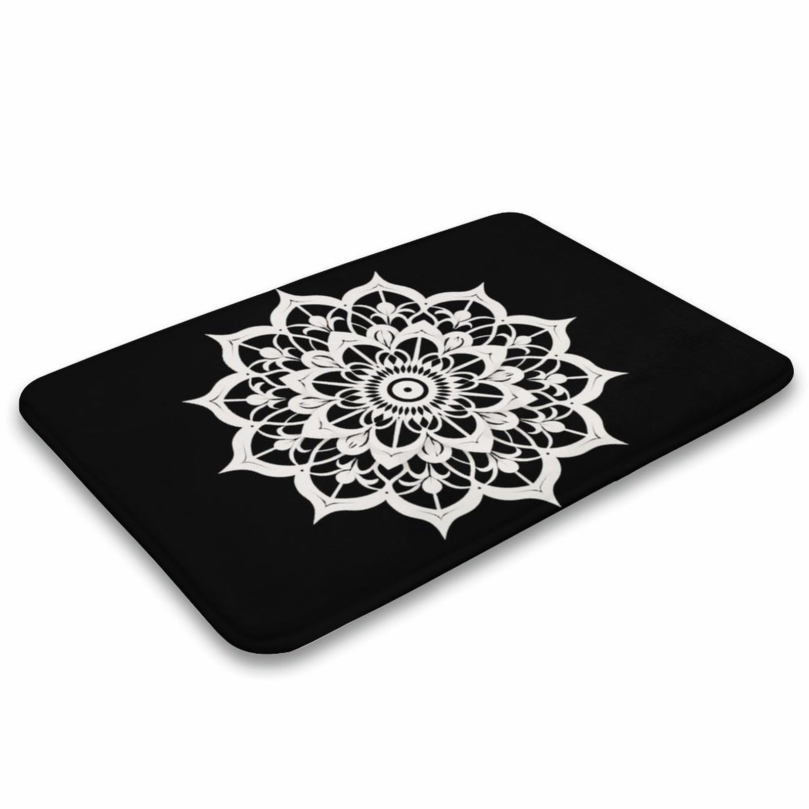 Mandala Lotuses Flower Coral Velvet Rugs Non-Slip Bathroom Rugs Soft Kitchen Rug Floor Carpet for Home Decor 15.7