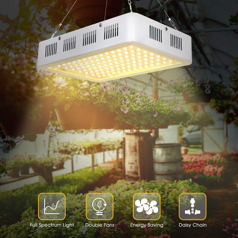 eecoo Lampa LED do uprawy roślin, 1200 W, światło do roślin, pełne spektrum światła, światło do roślin wewnętrznych, do nasion, pąków, roślin warzyw i kwiatów