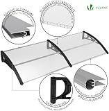 VOUNOT Front Door Canopy Outdoor Awning, Rain Shelter for Back Door, Porch, Patio, Window, 200 x 80 cm, Black - 6