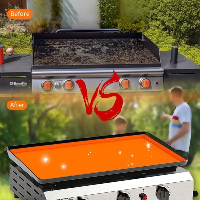 Miniatura 4 de Alfombrilla de silicona para parrilla Blackstone de 28 pulgadas, alfombrilla protectora de silicona de borde completo de 28 pulgadas para plancha,