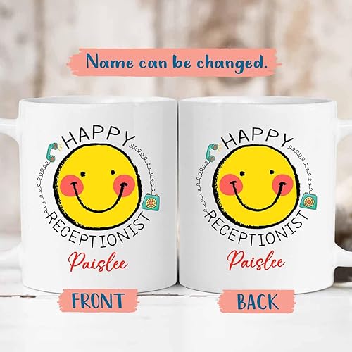 Miniatura 2 de Taza de café de recepcionista personalizada, regalos para agradecimiento, taza blanca de recepcionista, taza de viaje para recepcionistas, taza de