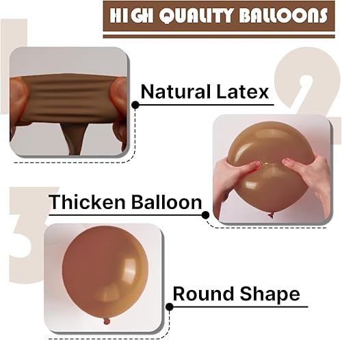 Miniatura 7 de PartyWoo Globos de color marrón retro, 100 globos marrón café de 12 pulgadas, globos de látex para arco de guirnalda de globos como decoración de