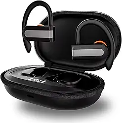 Fone de Ouvido Pró Sem Fio Bluetooth 5.4 com Microfone, Led, Case 500mAh. Até 15 horas de uso, Resistente a Água IPX5.Trabalho, Lazer, Gamer, Corrida e Esportes, Compatível com Android e IOS - Premium