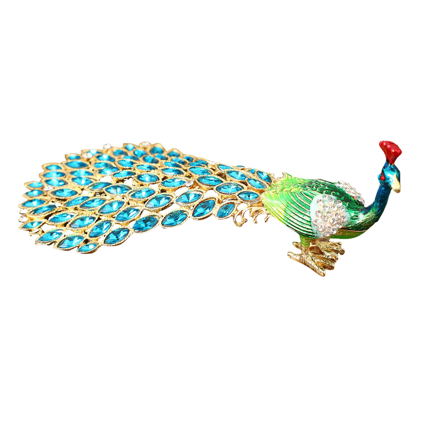 SXRQ Creative Peacocks Enameled Metal Jewelry Storage Box for Fashionable Jewelry Display Rhinestones Detail Organiser Rustproof Box