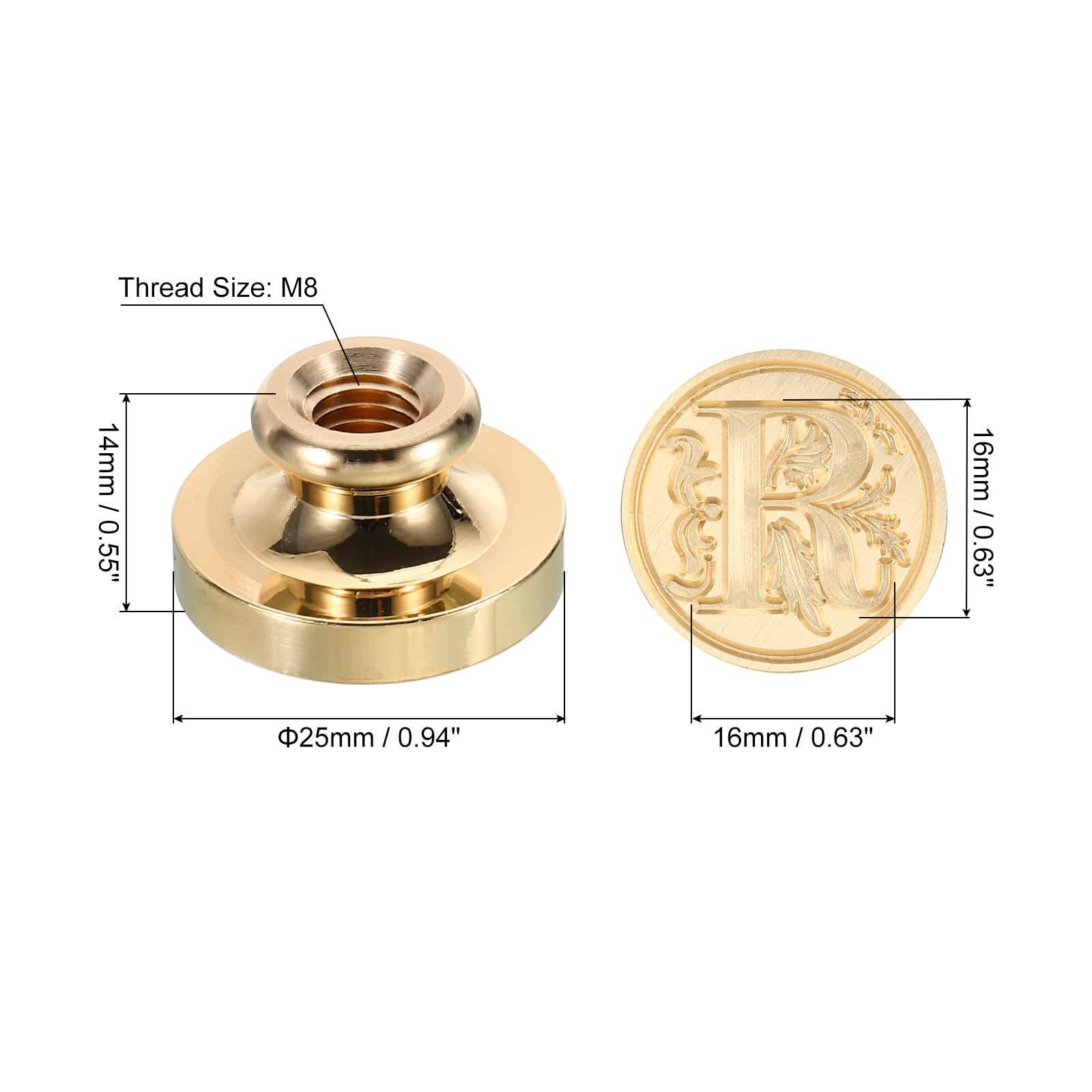 PATIKIL Alphabet R Wax Seal Stamp, Initial Letter Sealing Wax Stamp Classic Retro Brass Head for Envelope Invitation Cards - Image 2