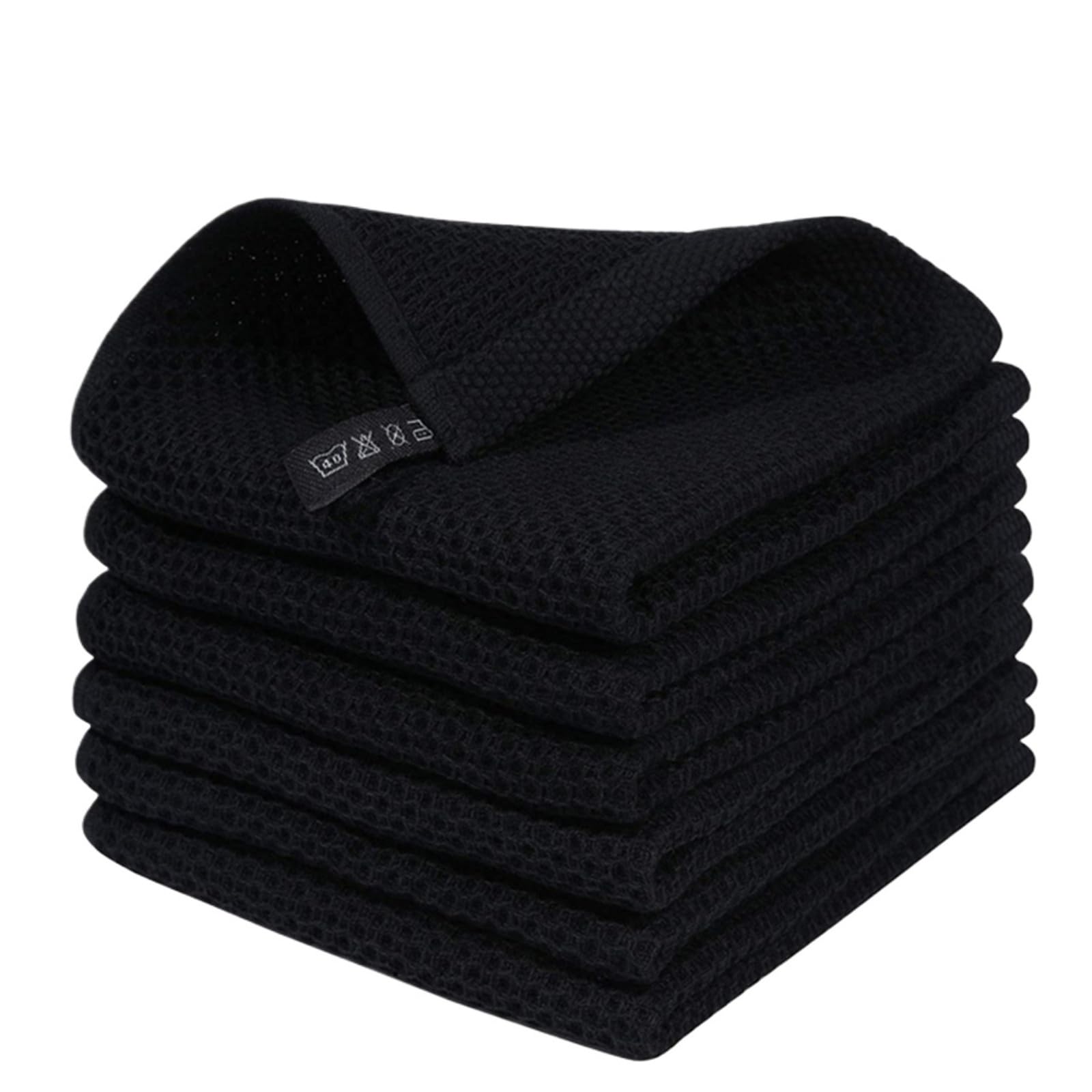 GMEqfhpOPS 1-8PCS 100% Cotton Towel Soft Absorbent Dishcloth Kitchen Dish Rags Breathable Face Wash Towel Household Cleaning Wash Cloth Towels Bath(Black,34x34cm 2PCS)