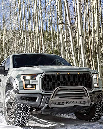 Kyx Bull Bar For 2004-2023 Ford F150 Expedition/ 2003-2014 Navigator, Pickup Truck 3" Brush Grille Guard Stainless Steel With Removable Skid Plate Off-Road Front Bumper, Silver #TOP5
