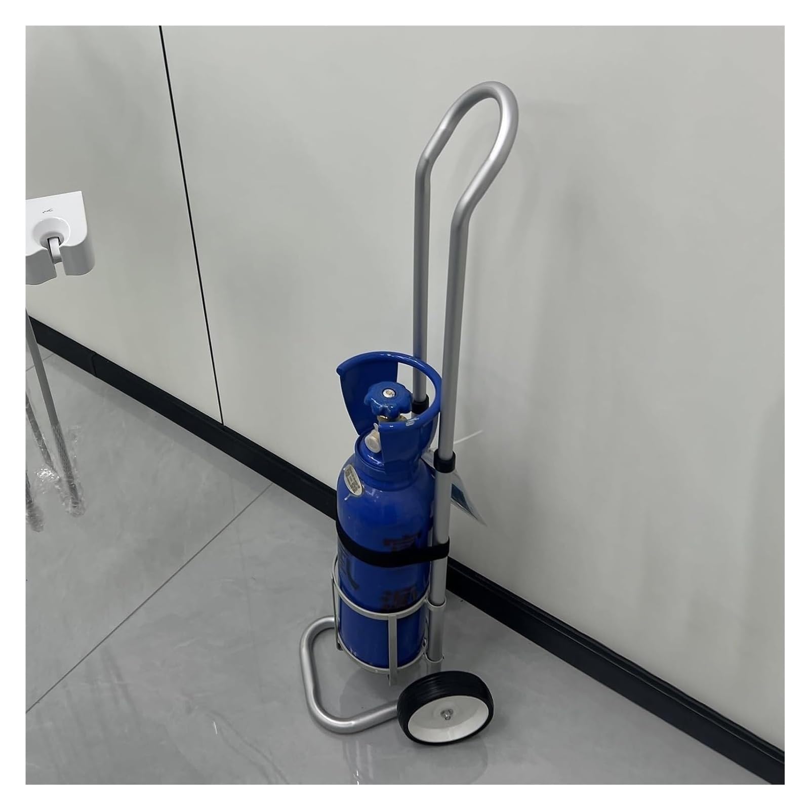 GLJTUO Oxygen Cylinder Rack, Aluminium Oxygen Cylinder Cart Rolling Trolley for 2L-20L Gas Cylinders Multiple Sizes,14.6cm