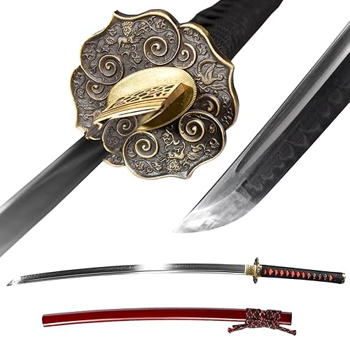 SKwordnife - Espada katana forjada a mano auténtica, espada de anime, espadas japonesas, proceso de endurecimiento tradicional Katana auténtica,