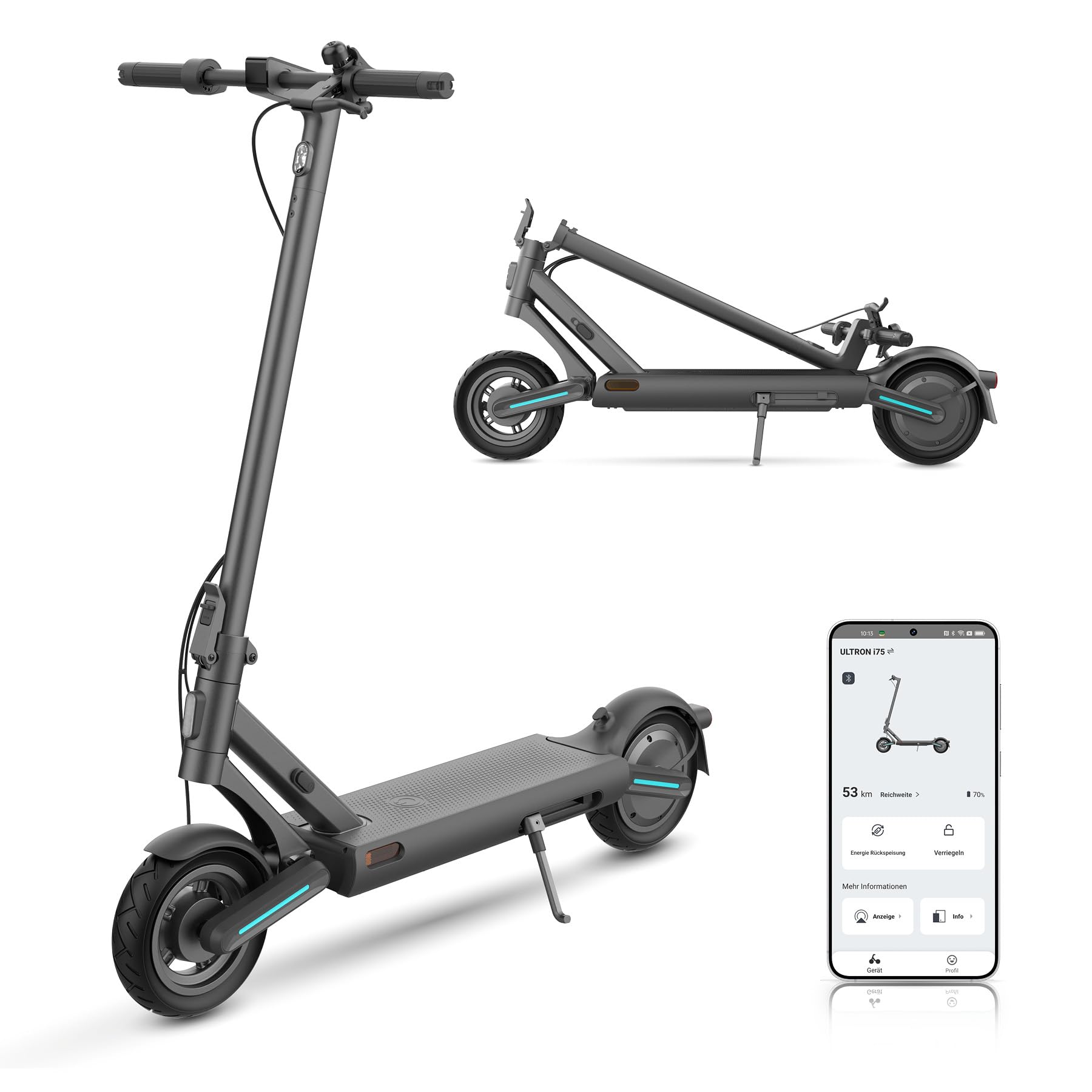 Odys E-Scooter mit Straßenzulassung und Blinker (je nach Modell bis zu 75 km Reichweite & bis zu 25% Steigung, max. 20km/h, klappbar) E-Roller mit Straßenzulassung Elektroscooter Elektroroller