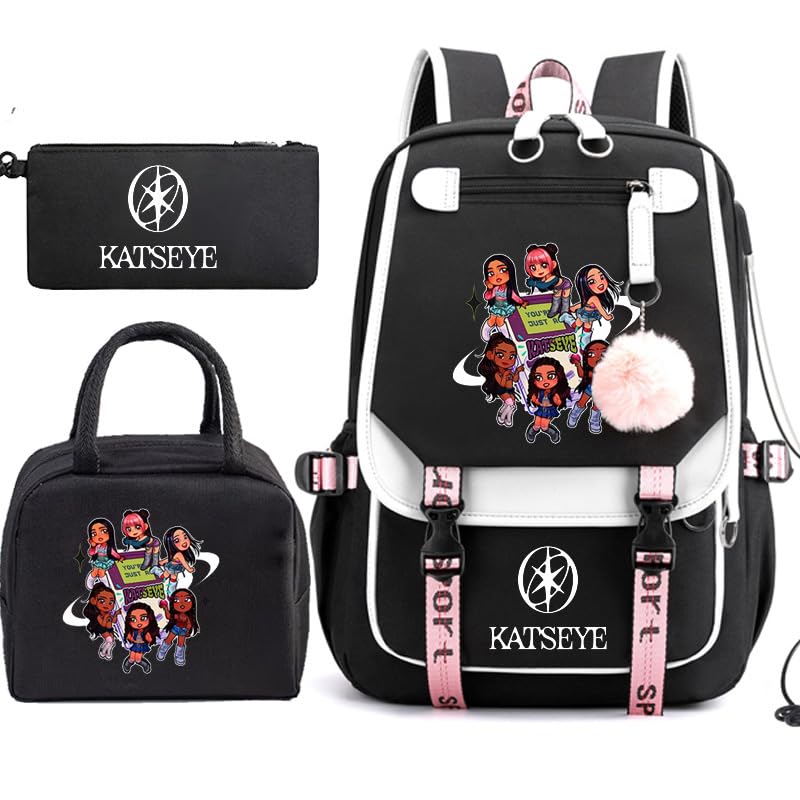 Mengmiao K-Katseye Mochila Escolar Unisex Impermeable para Niños y Adolescentes, Katseye Mochila Coreana con Compartimento para Portátil, Gran Capacidad, Mochila Casual para Escuela Viaje Universidad