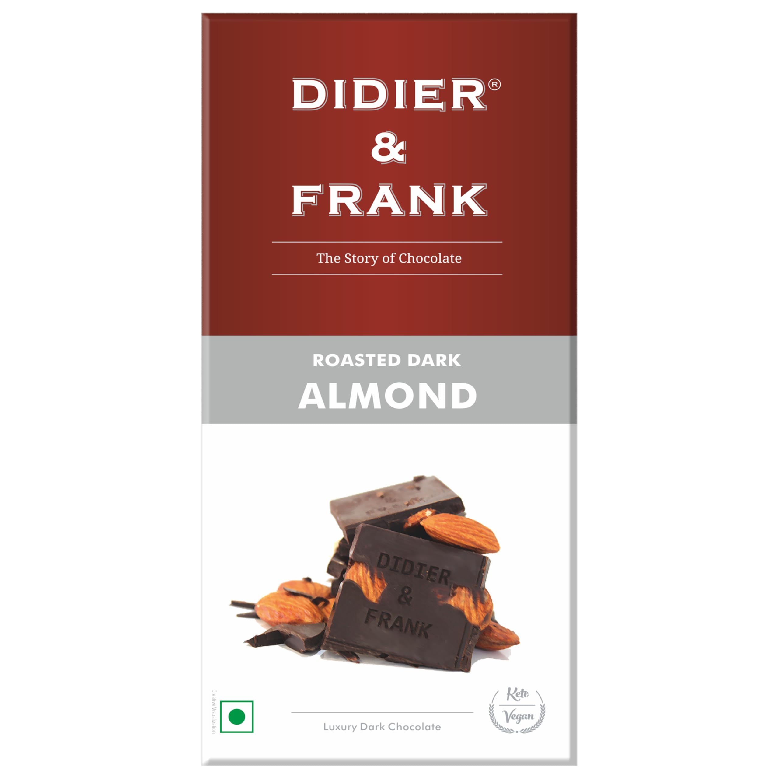 Dark Chocolate with Fire Roasted Almonds - 80gm (Luxury Dark Chocolate)