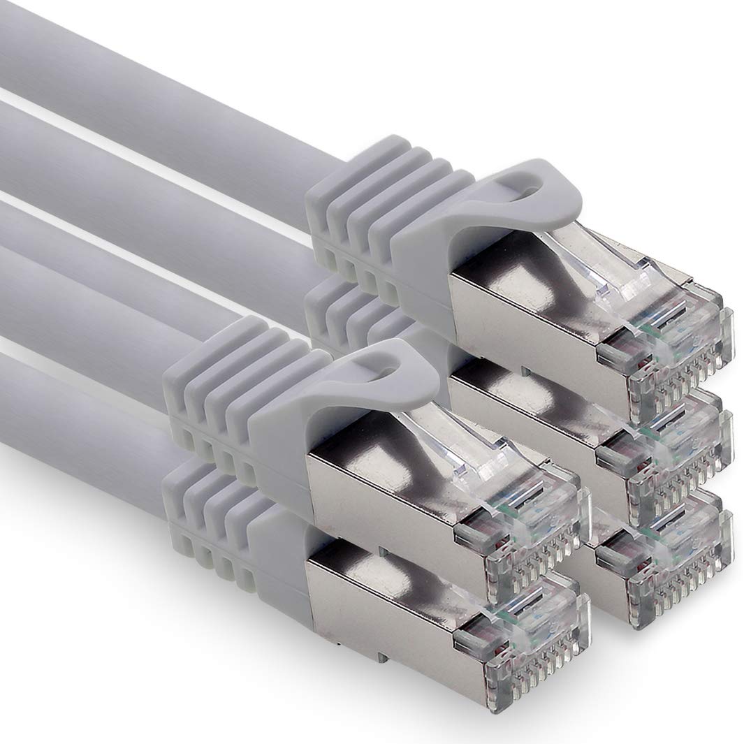 7,5 m - szary - 5 sztuk CAT.7 kabel sieciowy kabel Ethernet (kabel surowy) kabel krosowy S-FTP LSZH PIMF 10 GB s RJ45 wtyczka Cat6a