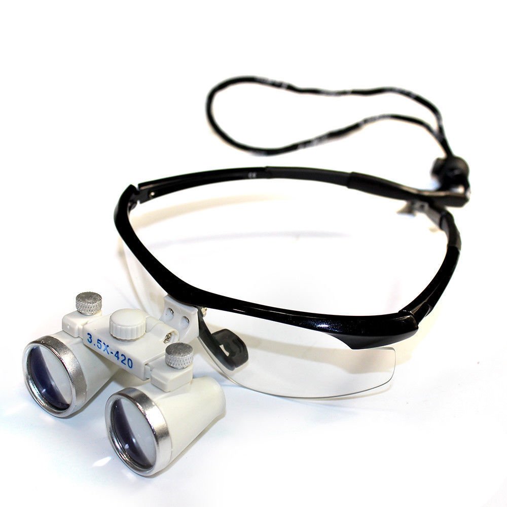 BoNew Dental Loupes Binokularlupen Kopflupe Lupenbrille LED Headlight Beleuchtung 3.5×420MM