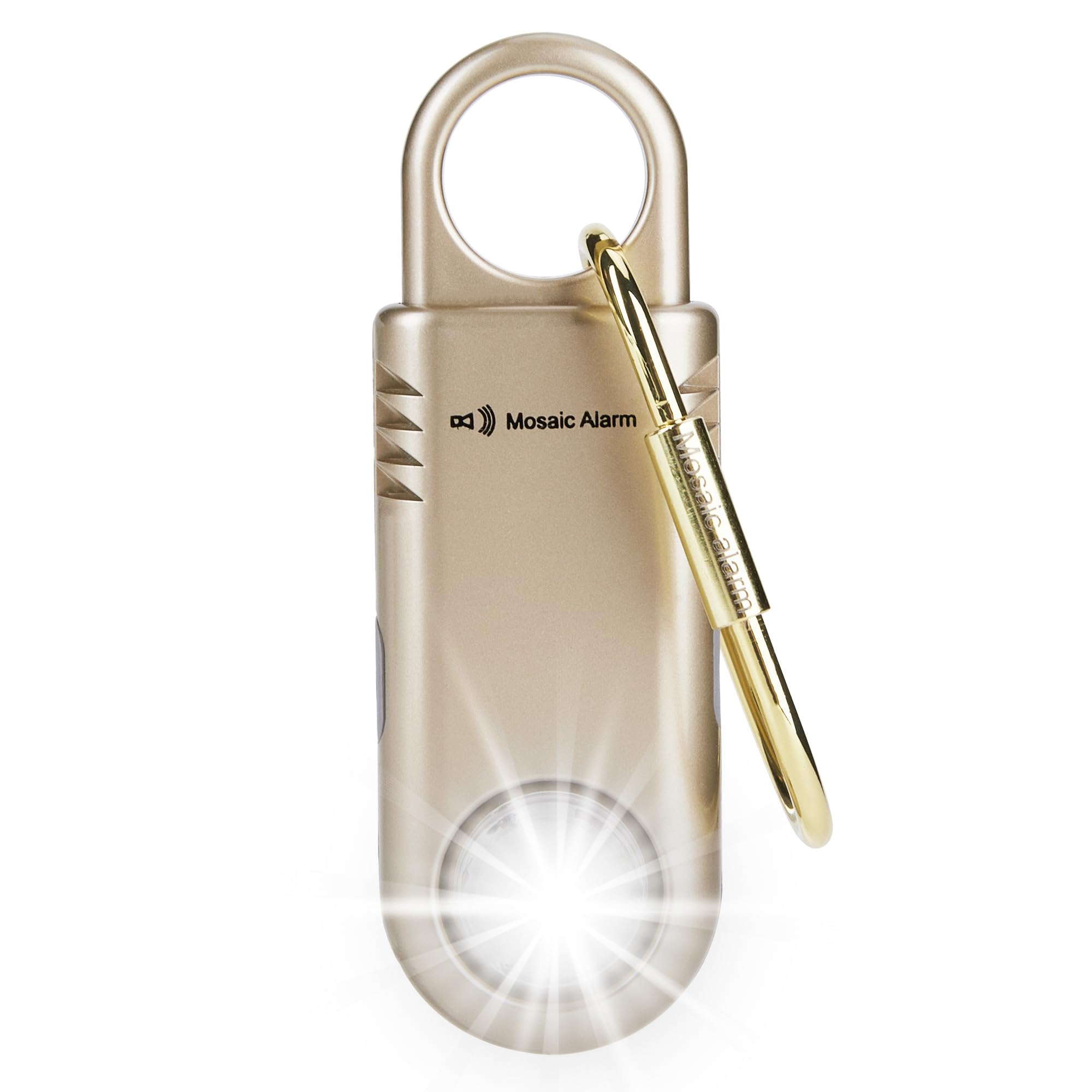 135dB Rechargeable Personal Safety Alarm Strobe Light Non Slip Grip Keychain Siren for Women Students. Emergency Mutual SOS Paging Alerts Loud Sound Flashlight Hiking Bear Alarm. Gold