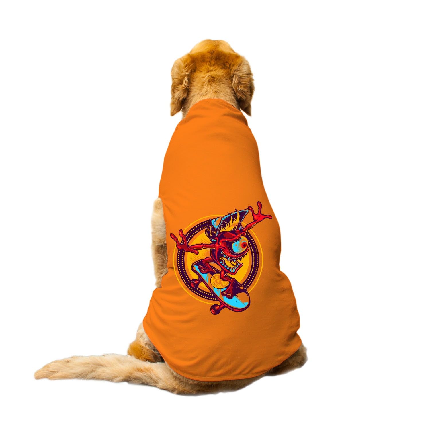Funketti Dog T-Shirt Cali Skater Printed Round Neck Sleeveless Tank/Tee Comfort, Breathable, Lightweight Dog Clothes/Apparel for Small/Medium and Big Dogs Breeds.(Orange/M) (B0CCHZTYSX) Amazon Price History, Amazon Price Tracker