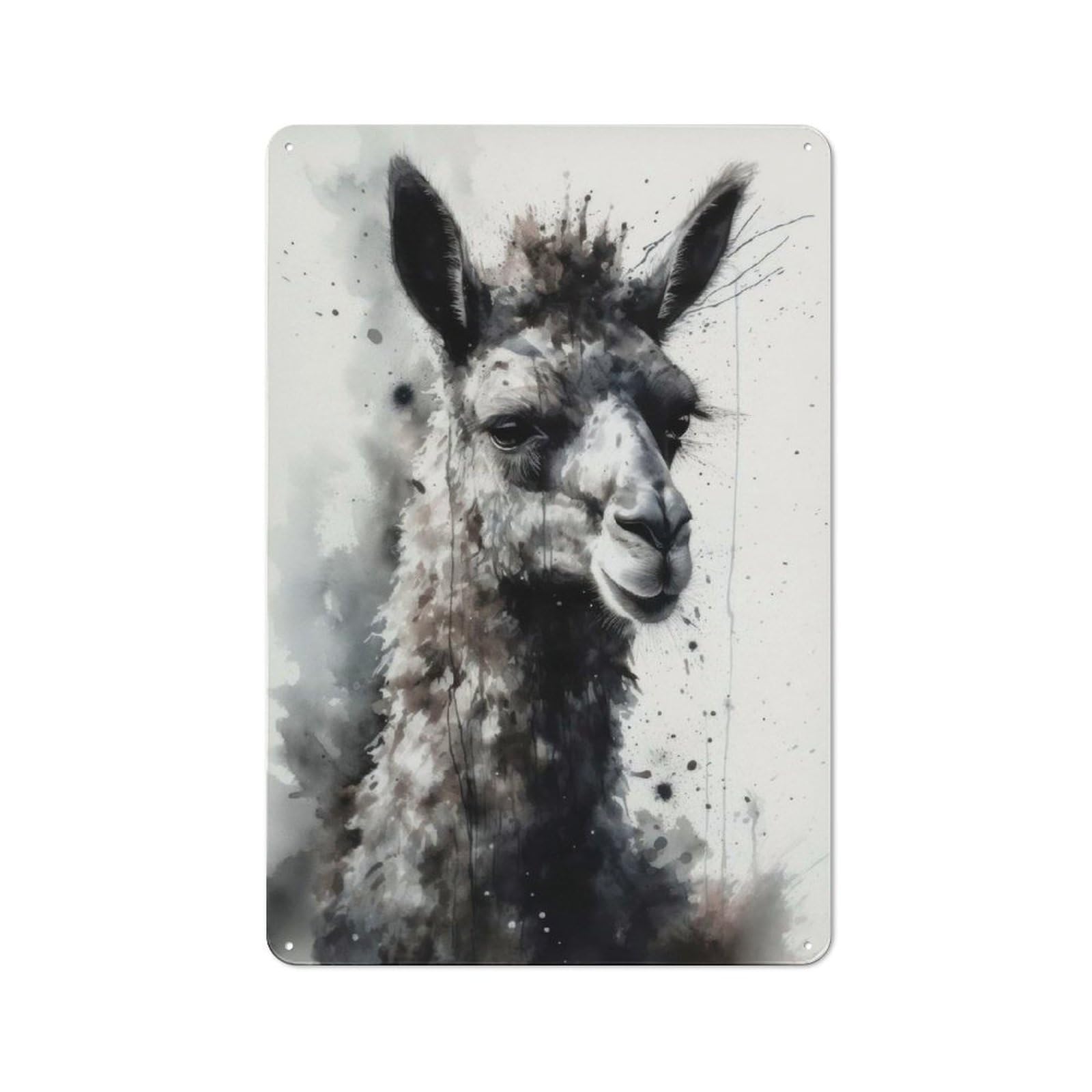 Junmoney Llama Beauty Watercolor Cottage Tin Sign 30X20cm Featuring Porch Wall Decor For Shed, Garden Room, Porch Or Garage
