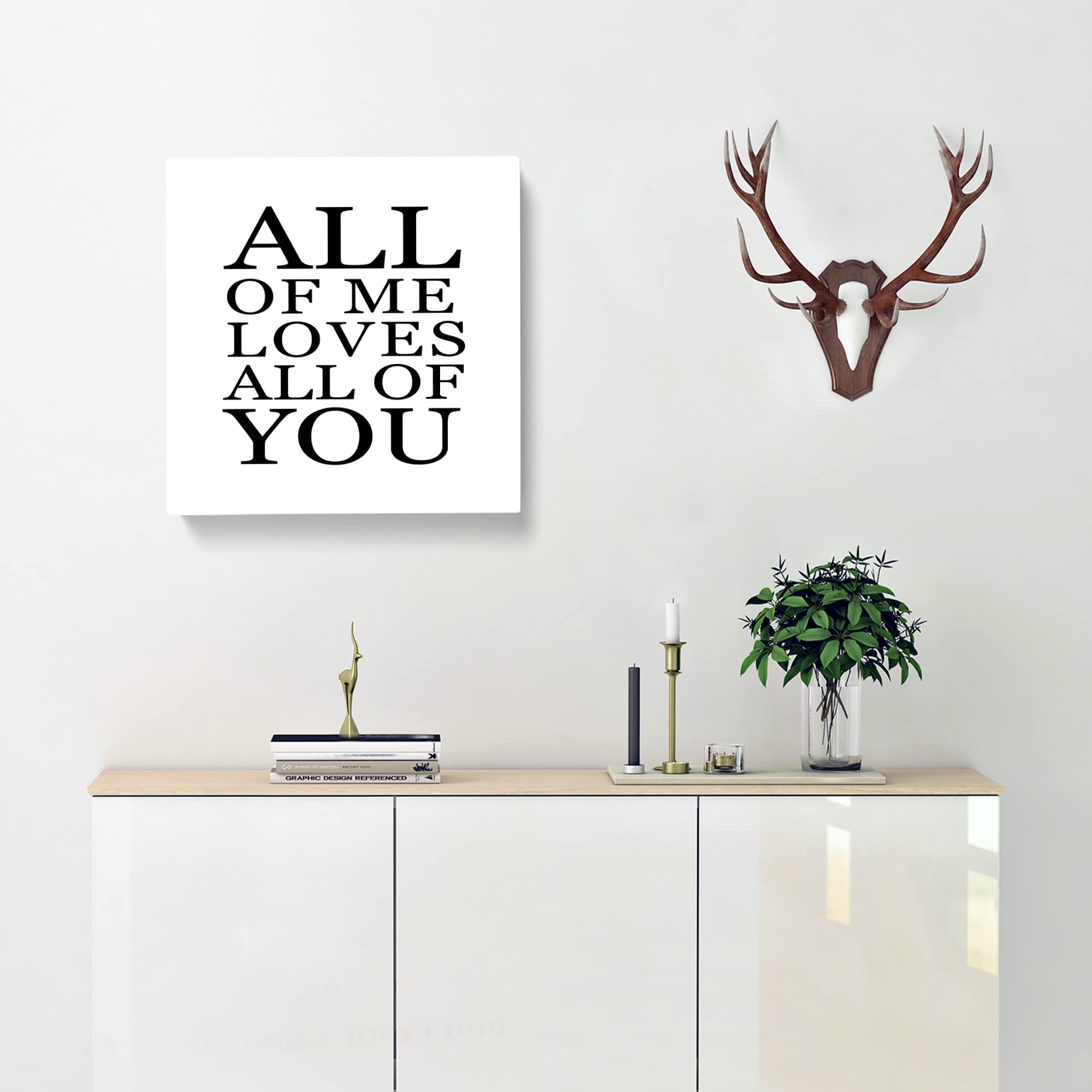 All of Me Love all of You Modern Typography Quote Canvas Print, Mixed, 35L x 35W cm - Image 2
