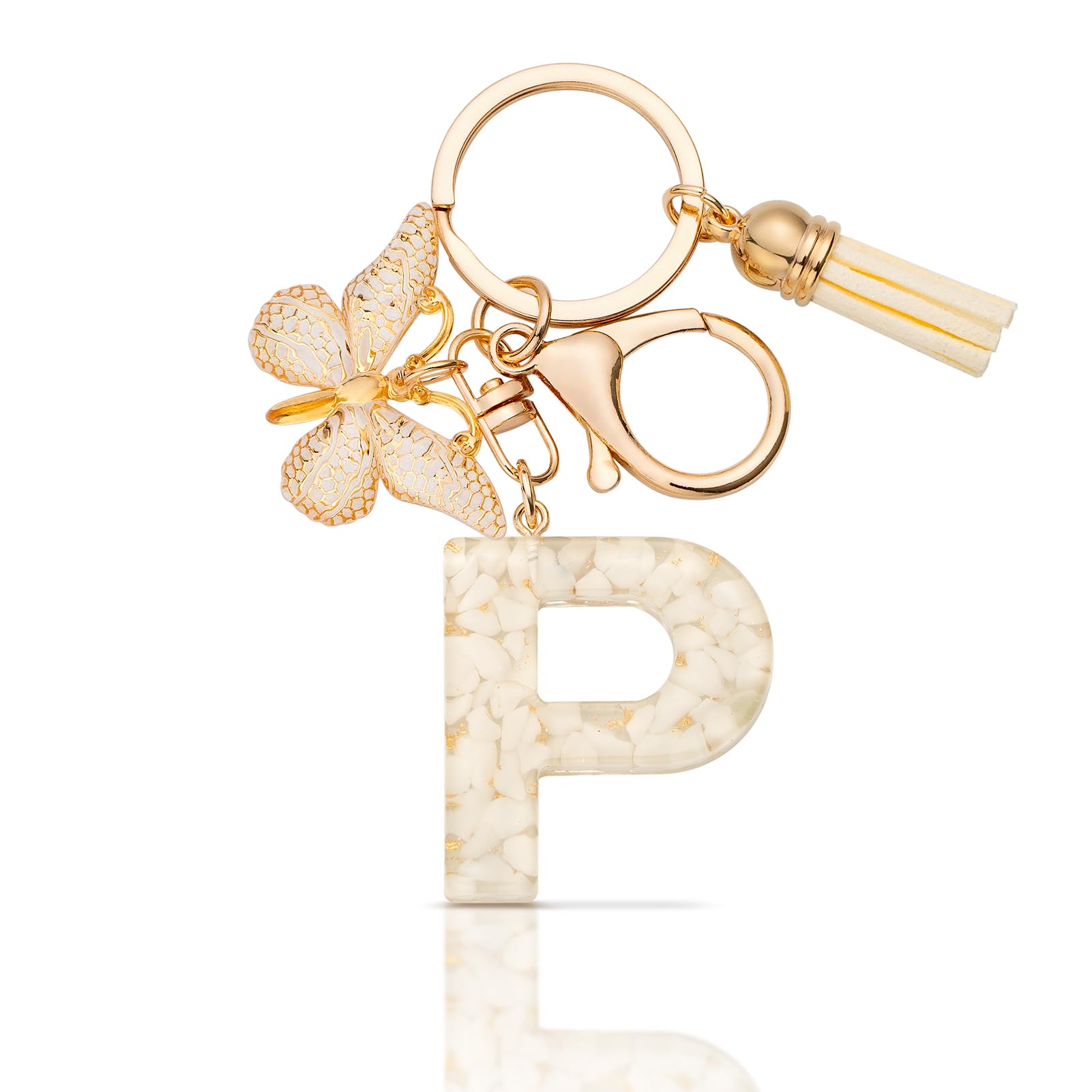 MORSUNBELA Schlüsselanhänger Buchstabe Mädchen Geschenke Schlüsselanhänger mit Buchstaben Anfangsbuchstabe Schmetterling Keychain Letter für Frauen Damen