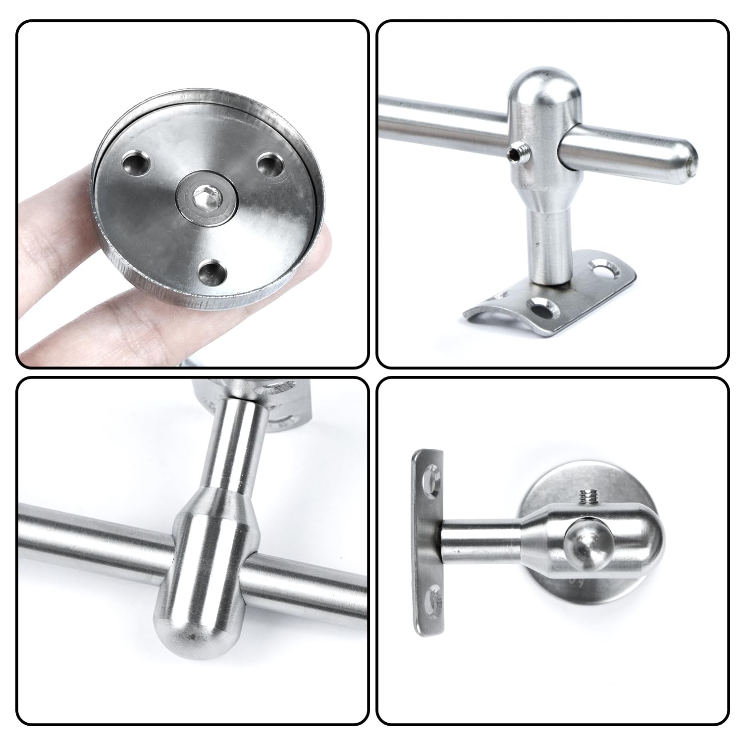 Soporte Pasamanos Ajustable Acero Inoxidable, 2 Piezas Soportes Baranda Barandilla Pasamano, Barandillas Accesorios Escaleras, para Protección de Seguridad en Escaleras, Pasillos, Baños etc