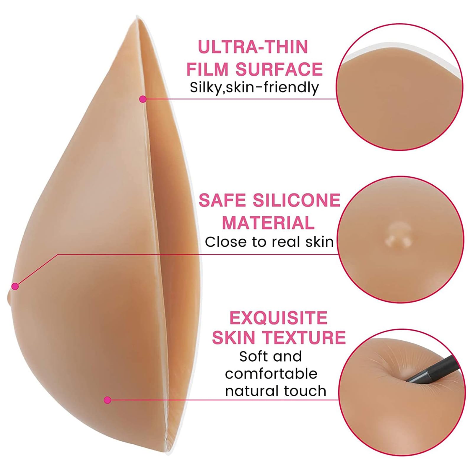 Silikonowe Wkładki Biustowe W Kształcie Trójkąta Dla Kobiet Samoprzylepne Przeznaczone Dla Osób Transpłciowych I Do Cosplayu(800g/pair, Brown)