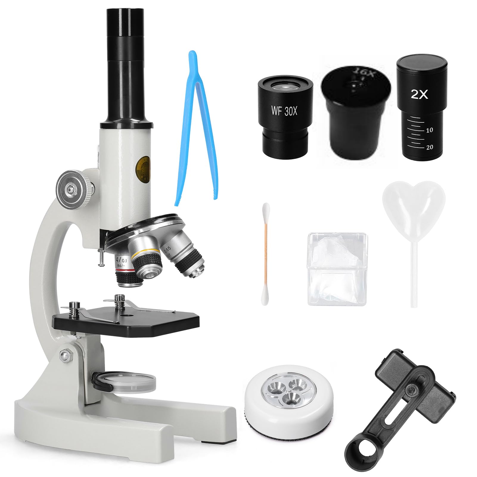 ACAGALA 64X-2400X Monokulares optisches Mikroskop Grundschule Kinder Wissenschaft Experimentelle Biologie Lehrmikroskop Kinder Geburtstagsgeschenke