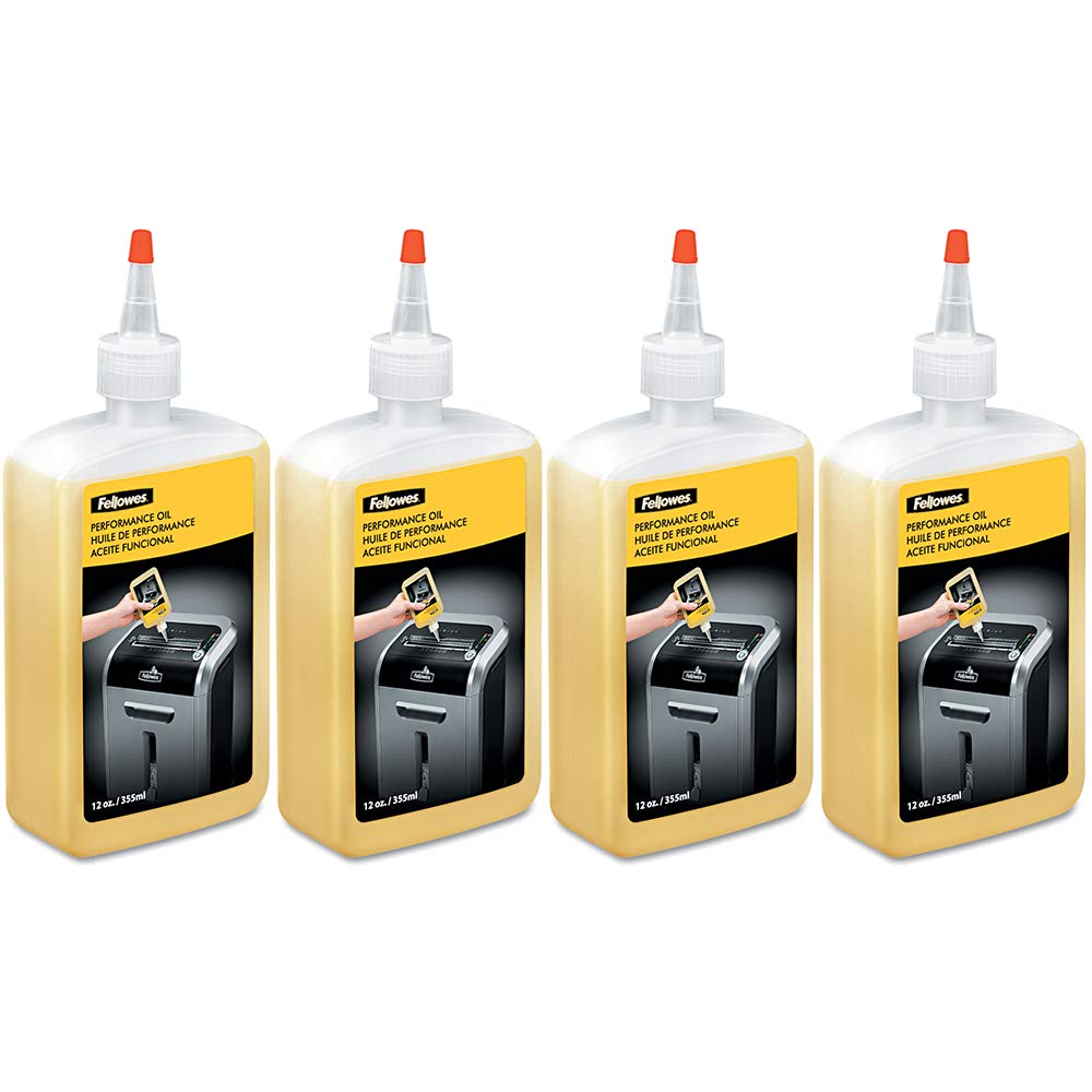 Fellowes 35250 Powershred Performance Oil, 12 oz. Bottle w/Extension Nozzle - 4 Pack