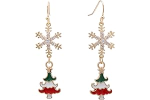 Christmas Tree Dangling Snowflake Earrings